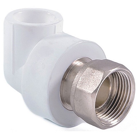 Угольник комбинированный ПП 20-1/2'' PN 25 с накидной гайкой белый РТП 14265 купить в Самаре | "Проконсим"
