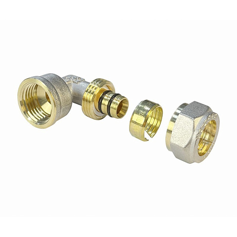 Угольник латунный для PEX труб 20-1/2'' PN 10 обжимной никелированный Valfex VF.352.N  купить в Самаре | "Проконсим"