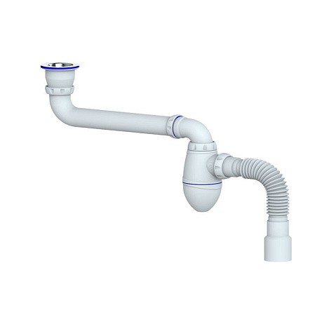 Сифон для умывальника Unicorn АС21, 40х50 гибкий отвод, 1 1/2'' х40 чаша из нержавеющей стали, со смещением купить в Самаре | "Проконсим"