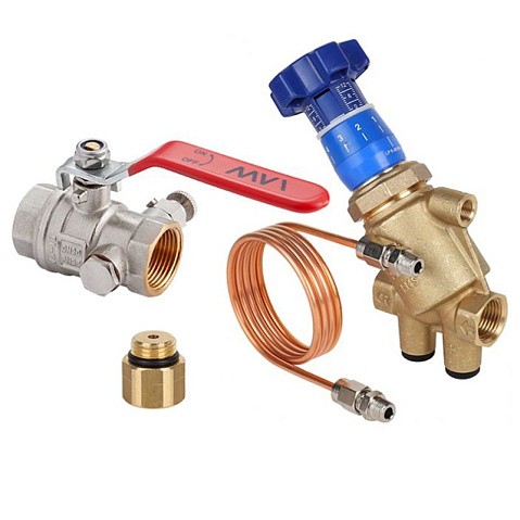 Комплект автоматической балансировки MVI BLN.DP3.04 DN 15 PN 25 (Регулятор перепада давления BL.510 +кран шаровой с дренажем и воздухоотводчиком BV.630 +переходник BL.901.02)  купить в Самаре | "Проконсим"