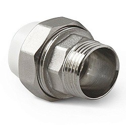  Муфта комбинированная ПП 20-1/2'' PN 25, разъёмная, с наружной резьбой, белая, Pro Aqua PA21008  (251239701) со склада Проконсим в Самаре