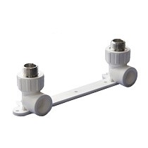 Угольник установочный ПП 25-1/2'' двойной с наружной резьбой белый Политэк купить в Самаре | "Проконсим"