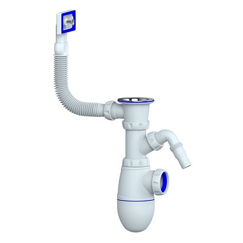 Сифон для мойки Unicorn В440V, без отвода, 1 1/2'' х40 чаша из нержавеющей стали, прямоугольный перелив купить в Самаре | "Проконсим"