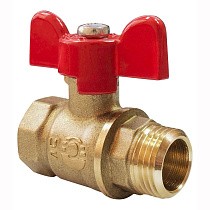 Краны латунные шаровые 11Б27фт1М DN 15-20 PN 40 бабочка муфта-штуцер Valfex Optima.218.LOB1 купить в Самаре | "Проконсим"