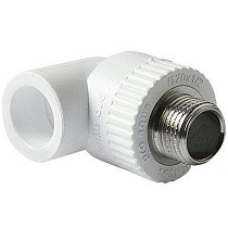 Угольники ПП DN 20-32 PN 25 комбинированные с наружной резьбой белые Pro Aqua купить в Самаре | "Проконсим"