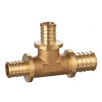 Тройник латунный для PEX-PEX DN 16-20-16 под надвижную гильзу PLP купить в Самаре | "Проконсим"