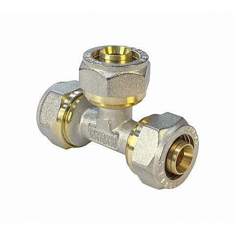 Тройники латунные для PEX труб DN 16-32 PN 10 обжимные никелированные Valfex VF.331.N купить в Самаре | "Проконсим" Тройники латунные для PEX труб DN 16-32 PN 10 обжимные никелированные Valfex VF.331.N купить в Самаре | "Проконсим"