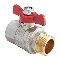 Краны латунные шаровые DN 15-25 PN 40 никелированные бабочка муфта-штуцер MVI BV.514 купить в Самаре | "Проконсим"