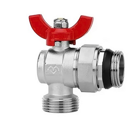 Кран шаровой латунный DN 25 PN 16 никелированный угловой  для коллектора (2 шт.) Varmega VM15955 купить в Самаре | "Проконсим"