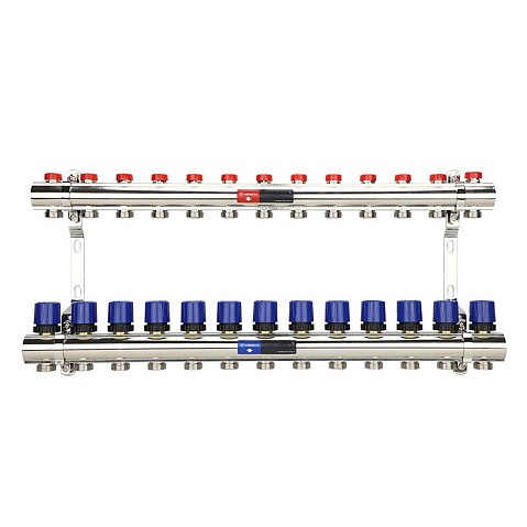 Коллекторная группа из латуни DN 25-13 вых. G-3/4'' евроконус, без расходомеров, без дренажного крана и воздухоотводчика VARMEGA VM15813 купить в Самаре | "Проконсим"