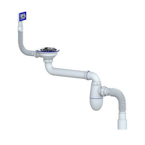 Сифон для умывальника Unicorn ВС22, 40х50 гибкий отвод, 3 1/2'' х40 чаша из нержавеющей стали, прямоугольный перелив купить в Самаре | "Проконсим"