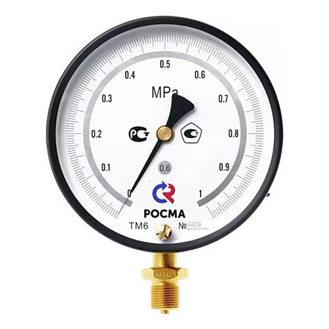 Манометр Росма ТМ-610 РМТИ.00 точных измерений, 150мм, 0-0.1МПа, резьба G1/2'' радиальный, класс точности 0.6 купить в Самаре | "Проконсим"
