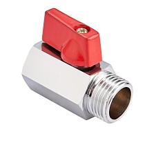 Кран латунный шаровой мини MVI BV.466 DN 15 PN 16 хромированный муфта-штуцер бабочка купить в Самаре | "Проконсим"
