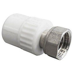 Акция! Муфта комбинированная ПП 20-1/2'' PN 25 с накидной гайкой белая PlasticPro  (251240803) со склада Проконсим в Самаре