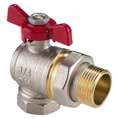 Кран латунный шаровой MVI AquaHit BV.322.04 DN 15 PN 25 бабочка американка полнопроходной угловой никелированный купить в Самаре | "Проконсим"